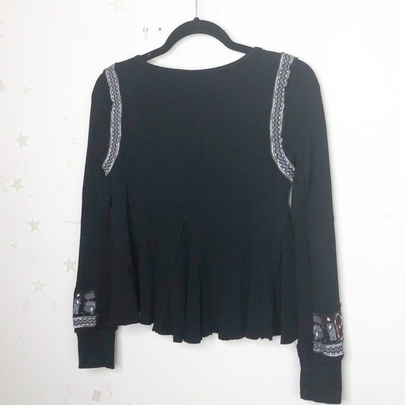 FREE People Marion blacke Embroidered thermal - Picture 7 of 10